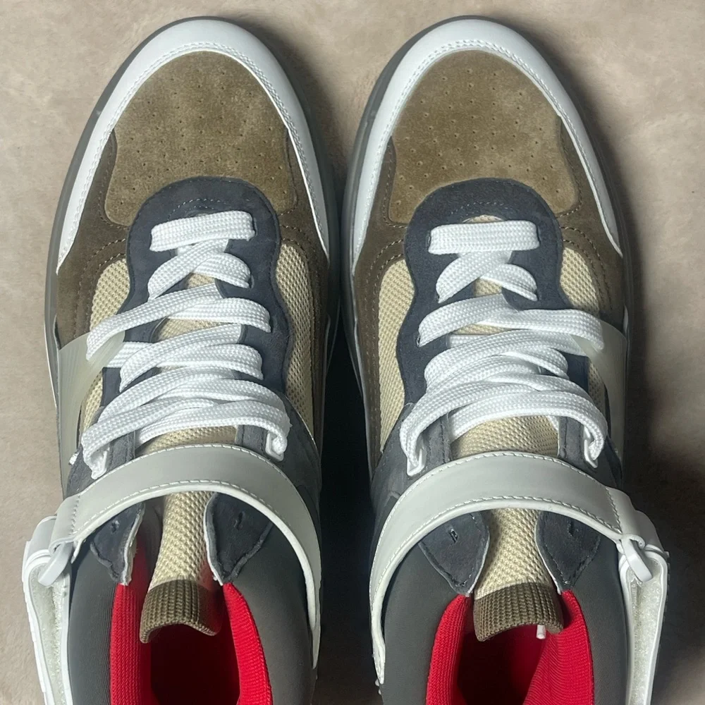 Christian Louboutin ASTROLOUBI MID FLAT Gray and White High-Top Sneakers - Picture 5 of 10
